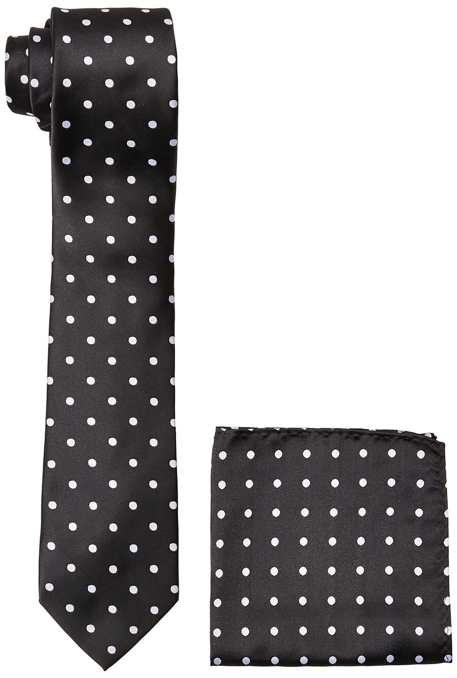 8083 Satin Dot Tie Set, Black/White, One Size